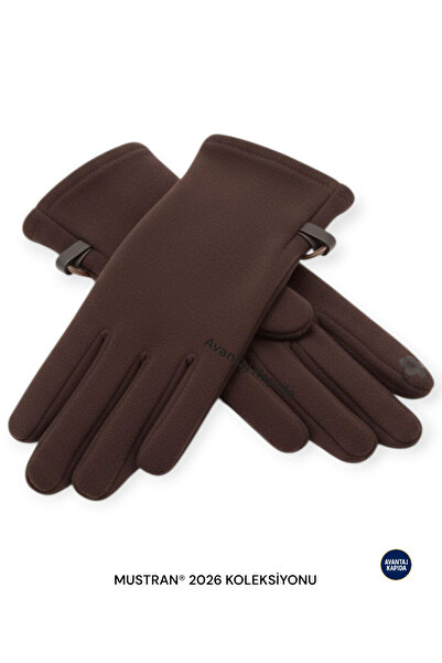 Mustran Γυναικεία γάντια από σουέτ αφής Suyutti – Κομψό χειμερινό μοντέλο με αγκράφα |   Νέα συλλογή σεζόν 2026