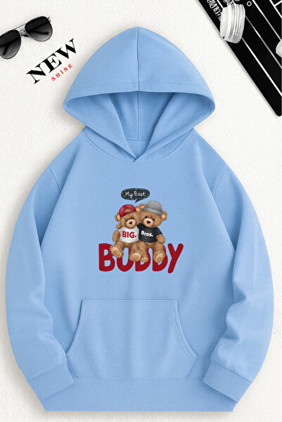 New Shine Hanorac cu glugă cu imprimeu Teddy Bear