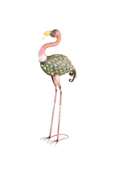 JollyMag Decoratiune gradina, MagicHome, metalica, flamingo, verde si roz, 37...
