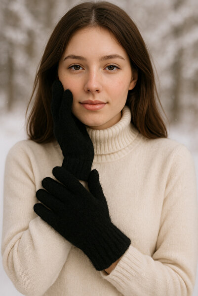 SEBURAM COLLECTION قفازات نسائية شتوية من فرو الأرانب الناعم والمنفوش