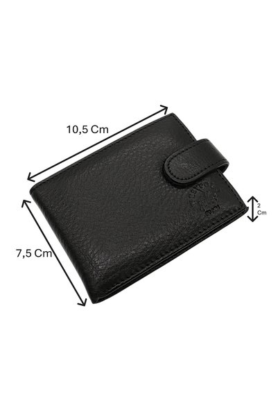 Westpolo Hakiki Deri Bol Şeffaf Kart Bölmeli Patlı Unisex Kartlık - Siyah