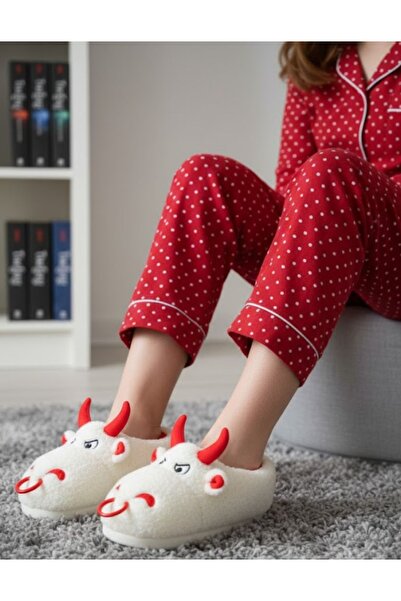 maydos Unisex Sevimli Hayvanlı Ev Botu Ses Yapmaz Taban Panduf Ev Ayakkabısı