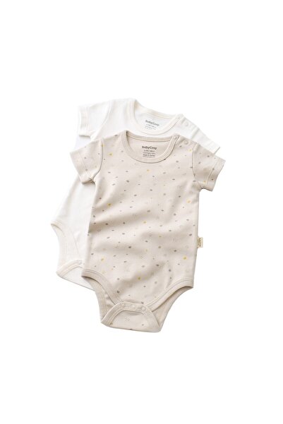 JollyMag Set of 2 unisex baby bodysuits -100% cotton - Cream with polka dots,...