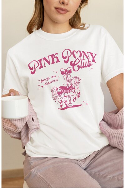 Fuddy Moda Футболка Oversize Pink Pony Club з принтом, футболка з велосипедни...