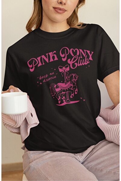 Fuddy Moda Μπλουζάκι με στάμπα Oversize Pink Pony Club, μπλουζάκι με λαιμόκοψ...