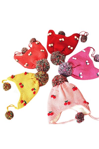 JollyMag Winter hat with cherries (Color: Yellow)