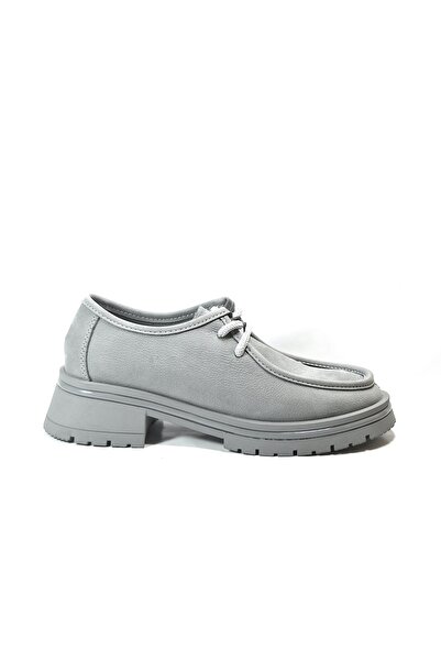 Beety 5547 Genuine Leather Gray Bonded Thick Sole Casual Women's Shoes