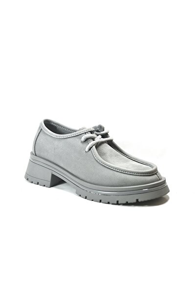 Beety 5547 Genuine Leather Gray Bonded Thick Sole Casual Women's Shoes