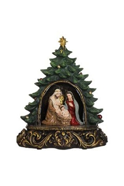 SHOPIENS Scena Nașterii Domnului, leagăn de Crăciun din polirășină, brad Sfân...