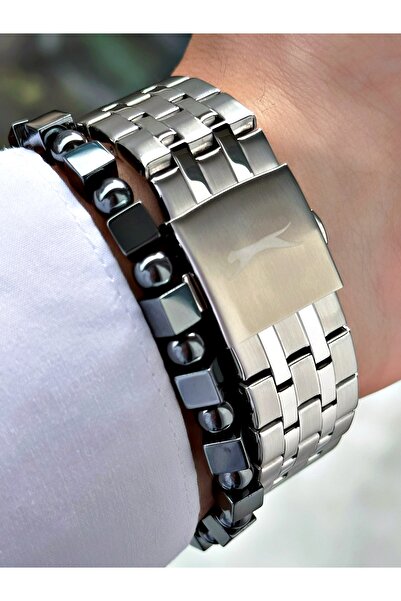 Slazenger Numeric Silver Color 10 Atm Water Resistance Steel Case Men's Wristwatch 2560.01Mr