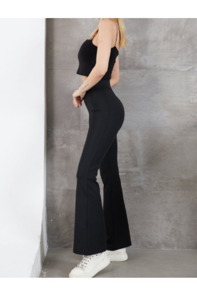 ZY BUTİK Black Spanish Scuba Pants