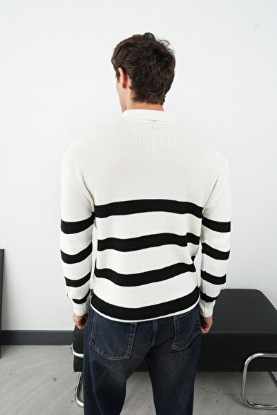 MARRAKECH Regular Fit Gömlek Yaka Çizgili Triko Kazak