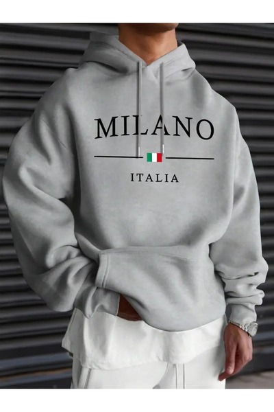 JoneBase هودي سويت شيرت كبير الحجم بتصميم مطبوع من ميلانو إيطاليا للجنسين
