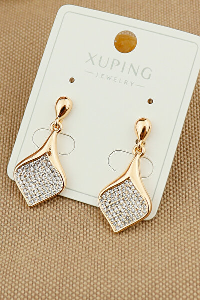 Keyifli Hayaller Xuping Vip Küpe - Xuping Yaprak Model Çivi Sallantılı Xuping Küpe Kararmaz Solmaz 3cm