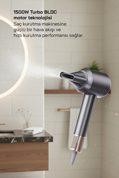 Sinbo SHD-1739 BLDC Saç Kurutma Makinesi Gri – Sessiz, 4 Isı, 3 Hız Ayarı