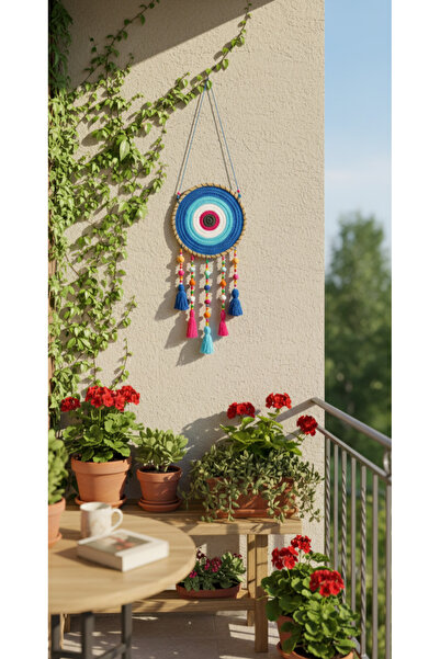 e&e süs dükkanı Nazarlık Duvar dekorasyonu ahşap boncuklu ponponlu