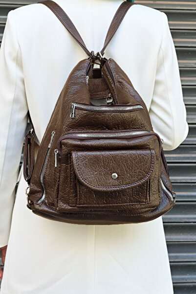 çantamgelsin Soft Faux Leather Cream Women's Bag Suitable for Hand Shoulder and Back Use