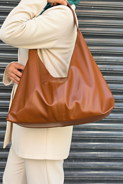 çantamgelsin Soft Faux Leather Cream Women's Bag Suitable for Hand Shoulder and Back Use