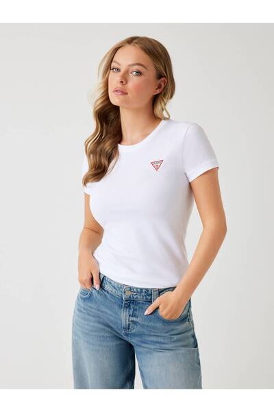 Guess Stretch T-Shirt with Small Triangle Logo