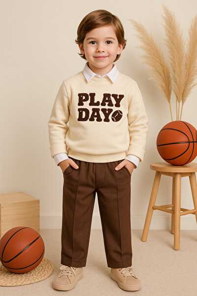 tinytrends Baby Boy & Child Play Day 100% Cotton Shirt Sweatshirt Pants 3-Piece Suit Eid