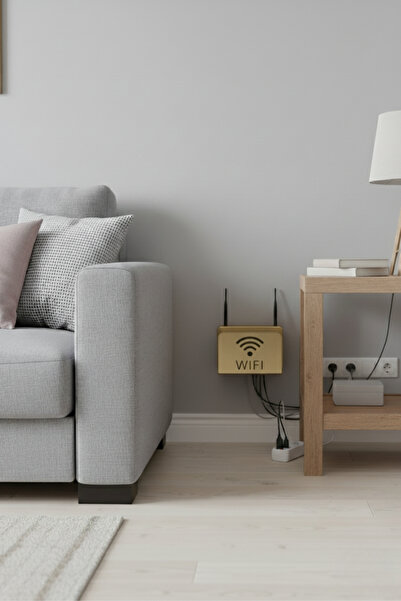 Grandmix Modern Metal Design Wi-Fi Modem / Router Storage and Cable Storage Organizer with Wi-Fi Sign 15X10X10 cm