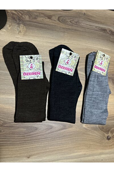 Özeren Çorap Women's Knee-Length Wool Socks Set of 3