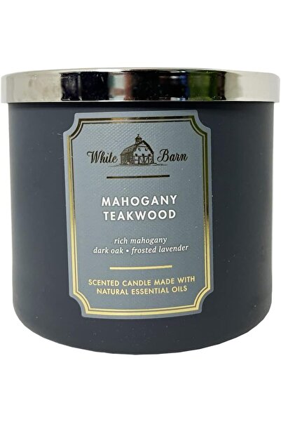 Bath & Body Works شمعة من خشب الماهوجني والساج بثلاثة فتائل من (وايت بارن) - ...