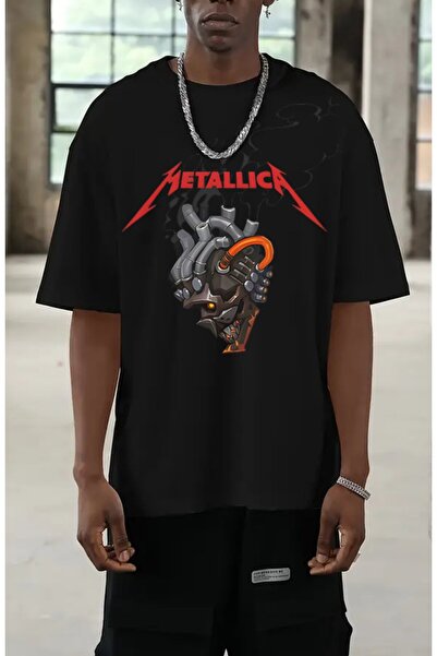 Fuddy Moda Μπλουζάκι με στάμπα Unisex Machine Metallica, μπλουζάκι με λαιμόκο...