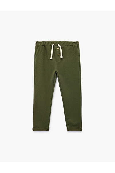 Koton Button Detailed Folded Leg Lace-Up Waist Sweatpants