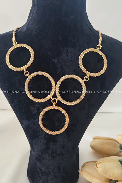 ROSELİNNA قلادة من الذهب الخالص، قلادة من الذهب الخمسة قطع، قلادة من الذهب ال...