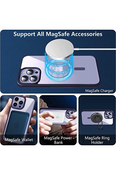 Hope جراب شفاف من إيموديل لهاتف آيفون 16 برو ماكس ماج سيف - جوانب أرجوانية، م...