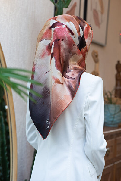 Vissona 100% mătase twill cu model de flori acuarela - culoare muștar - culoa...