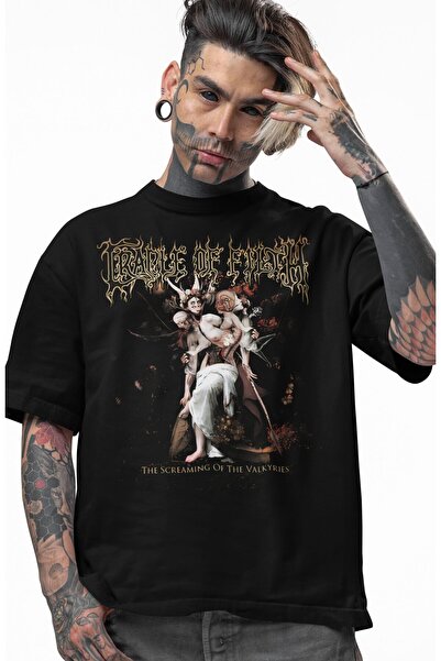 Fuddy Moda Unisex Cradle Of Filth Štampano crna majica, Oversize kroj rock be...