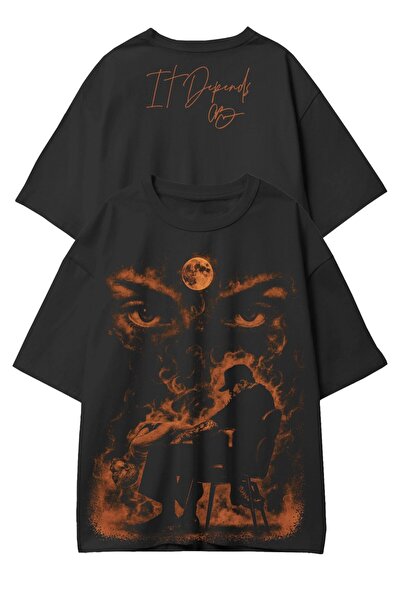 Fuddy Moda تي شيرت مطبوع عليه عبارة It Depends Ense للجنسين، تي شيرت كبير الح...