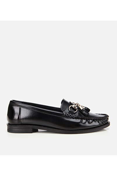 Hotiç Kadın Rugan Siyah Püsküllü Klasik Loafer