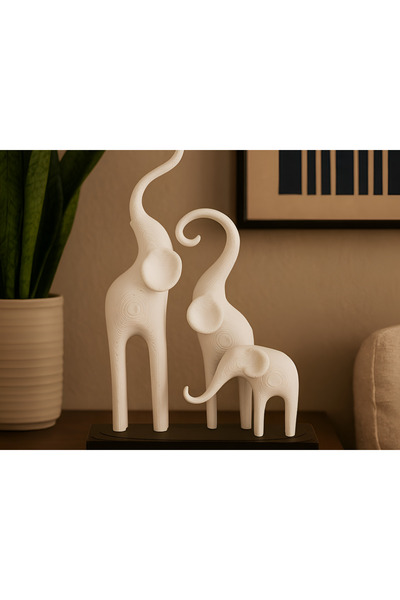 Pixelart3D Minimalist Fil Ailesi Figürü Biblo Dekor Dekorasyon