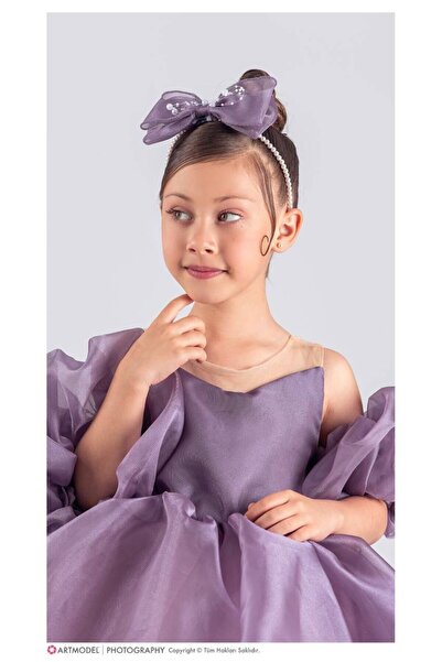 KOKOŞ BEBEK Kol Detaylı Kız Çocuk Abiye Elbise ve Taç - 6/10 Yaş - 31536