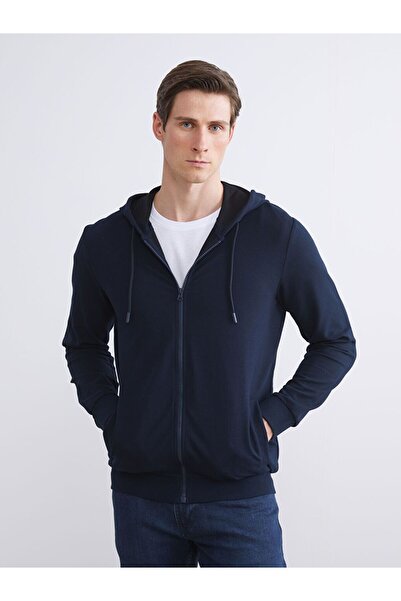 LC Waikiki Hooded Basic Men's Zippered Sweatshirt