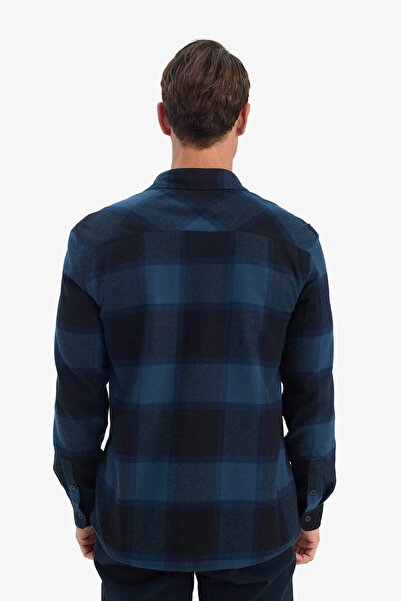DeFacto Regular Fit Polo Yaka Kareli Flanel Uzun Kollu Gömlek E8242AX25AU