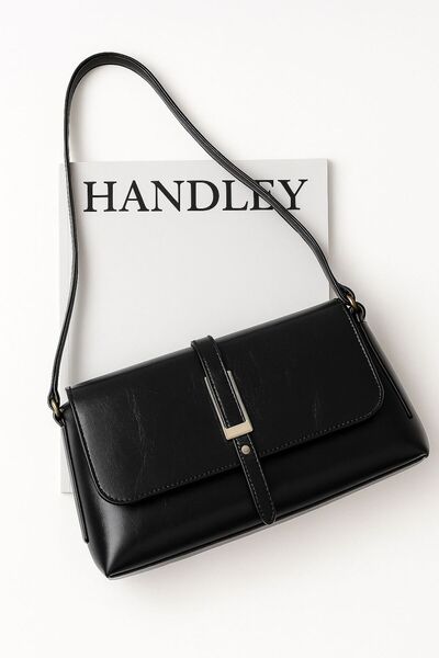 Handley Γυαλιστερή δερμάτινη τσάντα ώμου & χεριού με πολυτελή λεπτομέρεια με ...