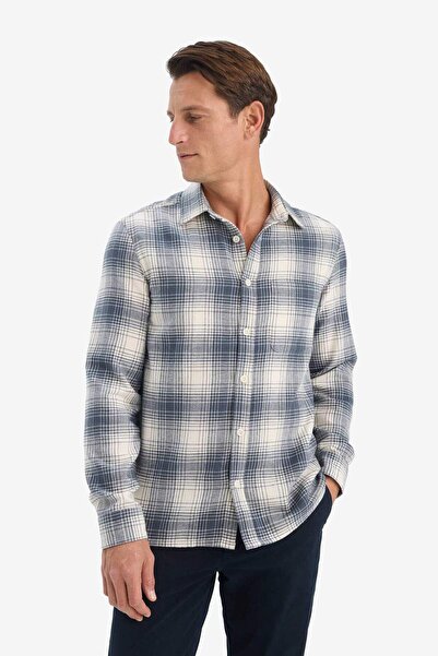 DeFacto Regular Fit Polo Yaka Kareli Flanel Uzun Kollu Gömlek E8184AX25WN