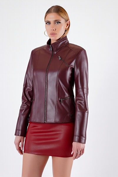 Leather Club Bordo Hakiki Deri Ceket
