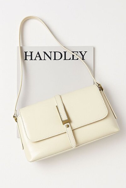 Handley Γυαλιστερή δερμάτινη τσάντα ώμου & χεριού με πολυτελή λεπτομέρεια με ...