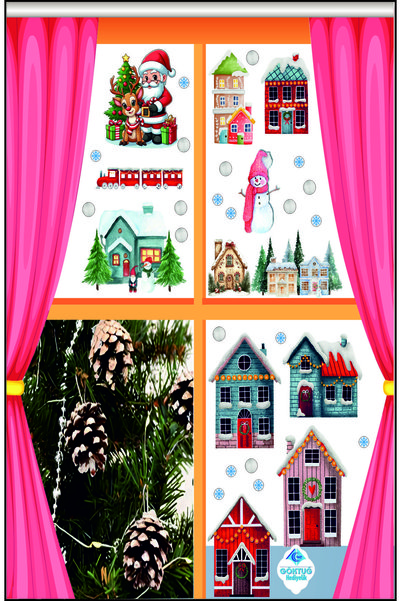 Göktuğ Hediyelik Christmas Ornament Set Pine Cone and Glass Sticker Set