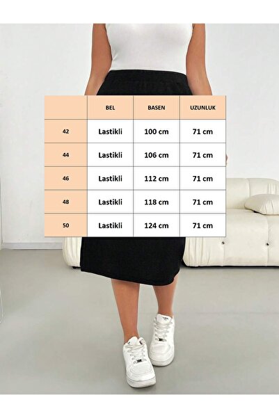 FOR ESRA BIG TREND Women's Plus Size Elastic Waist Single Side Slit Midi Pencil Stretchy Crepe Skirt