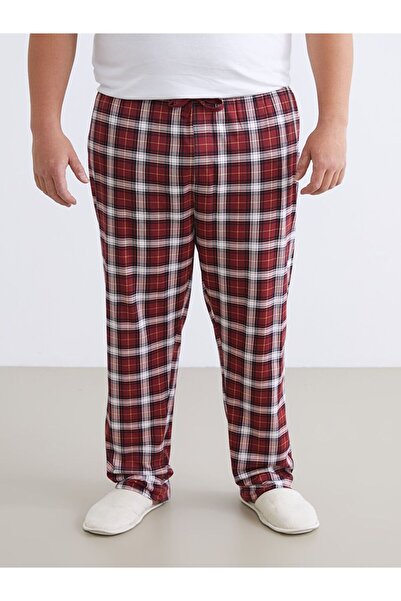 LC Waikiki Büyük Beden Standart Kalıp Ekose Erkek Pijama Alt