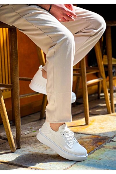 Genel Markalar KB-116 Kuback Beyaz Bağcıklı Triko Günlük Erkek Ayakkabı