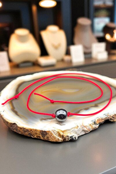 NBS Beautiful Naturel Stones Hematit Kırmızı İpli Bileklik Şans Pozitiflik Di...