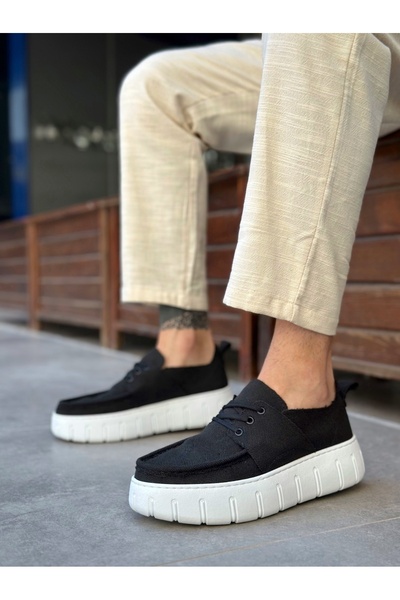 Generic Brand Ba0676 Boa Black Linen High White Sole Men's Summer Shoes