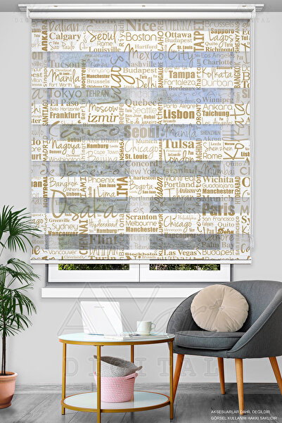 Avart Digital Dünya Şehirleri Basklı Zebra Stor Perde - Krem Açık Kahverengi ...